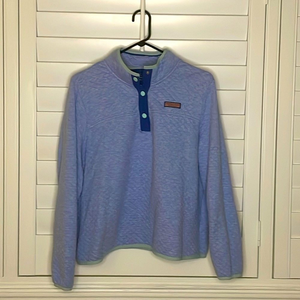 Vineyard Vines Lightweight Quilted Periwinkle Blue Shep Shirt XL Contrast Piping